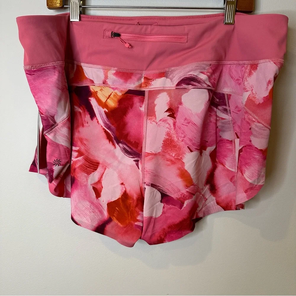 Athleta Run With It 3.5” Shorts in Pink Print NEW NWT XL